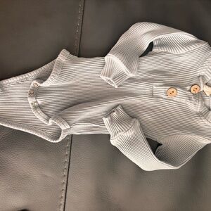 Cozy Gray Ribbed Kids One Piece